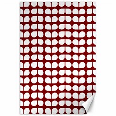 Red And White Leaf Pattern Canvas 20  X 30  by GardenOfOphir