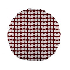 Red And White Leaf Pattern Standard 15  Premium Flano Round Cushions by GardenOfOphir