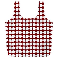 Red And White Leaf Pattern Full Print Recycle Bag (xxl) by GardenOfOphir