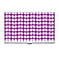 Purple And White Leaf Pattern Business Card Holder by GardenOfOphir