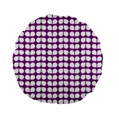 Purple And White Leaf Pattern Standard 15  Premium Flano Round Cushions by GardenOfOphir