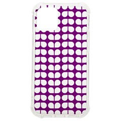 Purple And White Leaf Pattern Iphone 12 Mini Tpu Uv Print Case	 by GardenOfOphir