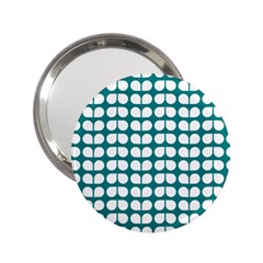 Teal And White Leaf Pattern 2 25  Handbag Mirrors by GardenOfOphir