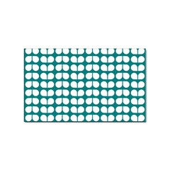 Teal And White Leaf Pattern Sticker Rectangular (10 Pack) by GardenOfOphir