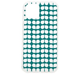 Teal And White Leaf Pattern Iphone 12 Pro Max Tpu Uv Print Case by GardenOfOphir
