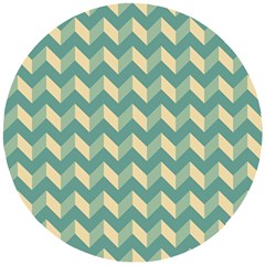 Modern Retro Chevron Patchwork Pattern Wooden Puzzle Round by GardenOfOphir