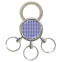 Blue And White Leaf Pattern 3-ring Key Chain by GardenOfOphir