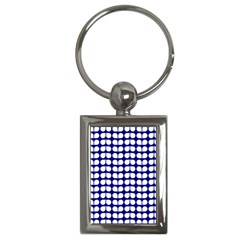 Blue And White Leaf Pattern Key Chain (rectangle) by GardenOfOphir