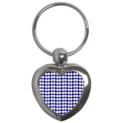 Blue And White Leaf Pattern Key Chain (heart) by GardenOfOphir