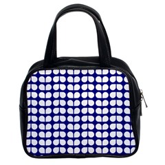 Blue And White Leaf Pattern Classic Handbag (two Sides) by GardenOfOphir