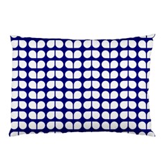 Blue And White Leaf Pattern Pillow Case (two Sides) by GardenOfOphir