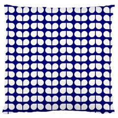 Blue And White Leaf Pattern Large Cushion Case (one Side) by GardenOfOphir