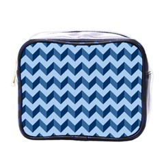 Modern Retro Chevron Patchwork Pattern Mini Toiletries Bag (One Side)