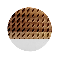 Modern Retro Chevron Patchwork Pattern Marble Wood Coaster (Round)