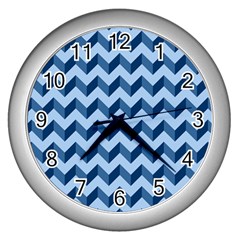 Modern Retro Chevron Patchwork Pattern Wall Clock (silver)