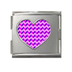 Modern Retro Chevron Patchwork Pattern Mega Link Heart Italian Charm (18mm)