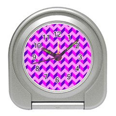 Modern Retro Chevron Patchwork Pattern Travel Alarm Clock