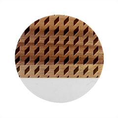 Modern Retro Chevron Patchwork Pattern Marble Wood Coaster (Round)