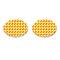 Modern Retro Chevron Patchwork Pattern Cufflinks (Oval)