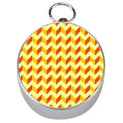 Modern Retro Chevron Patchwork Pattern Silver Compasses