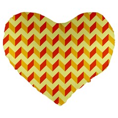 Modern Retro Chevron Patchwork Pattern Large 19  Premium Flano Heart Shape Cushions