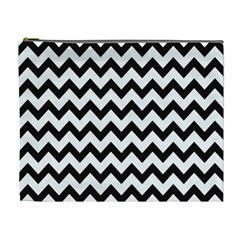 Black And White Chevron Cosmetic Bag (xl) by GardenOfOphir