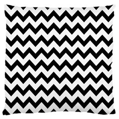 Black And White Chevron Large Cushion Case (two Sides) by GardenOfOphir
