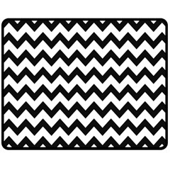 Black And White Chevron Two Sides Fleece Blanket (medium) by GardenOfOphir