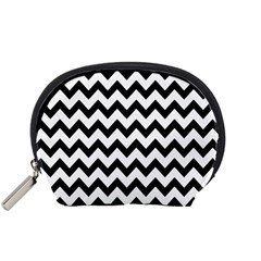 Black And White Chevron Accessory Pouch (small) by GardenOfOphir