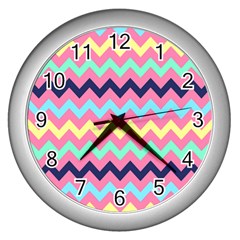 Chevron Pattern Gifts Wall Clock (silver)