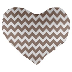 Beige Chevron Pattern Gifts Large 19  Premium Heart Shape Cushions by GardenOfOphir