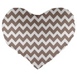 Beige Chevron Pattern Gifts Large 19  Premium Heart Shape Cushions Back