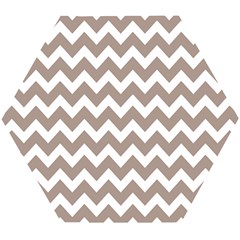 Beige Chevron Pattern Gifts Wooden Puzzle Hexagon by GardenOfOphir