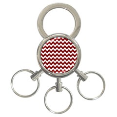 Red Chevron Pattern Gifts 3-ring Key Chain by GardenOfOphir