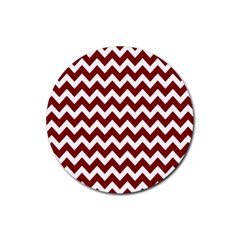 Red Chevron Pattern Gifts Rubber Coaster (round) by GardenOfOphir