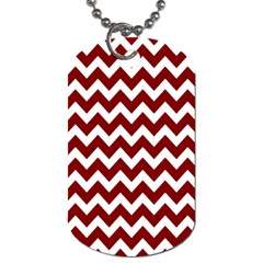 Red Chevron Pattern Gifts Dog Tag (two Sides) by GardenOfOphir