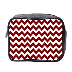 Red Chevron Pattern Gifts Mini Toiletries Bag (two Sides) by GardenOfOphir