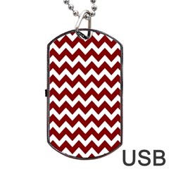 Red Chevron Pattern Gifts Dog Tag Usb Flash (one Side) by GardenOfOphir