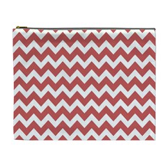 Coral Chevron Pattern Gifts Cosmetic Bag (xl) by GardenOfOphir