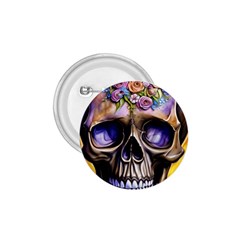 Skull With Flowers - Day Of The Dead 1 75  Buttons by GardenOfOphir