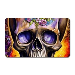 Skull With Flowers - Day Of The Dead Magnet (rectangular) by GardenOfOphir