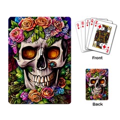 Gothic Skull With Flowers - Cute And Creepy Playing Cards Single Design (rectangle) by GardenOfOphir