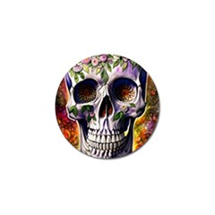 Cute Sugar Skull With Flowers - Day Of The Dead Golf Ball Marker (4 Pack) by GardenOfOphir