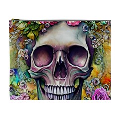 Skull And Bones Retro Cosmetic Bag (xl) by GardenOfOphir