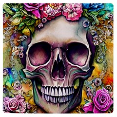 Skull And Bones Retro Uv Print Square Tile Coaster  by GardenOfOphir