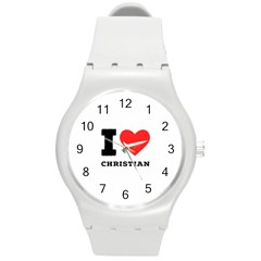 I Love Christian Round Plastic Sport Watch (m) by ilovewhateva