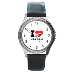 I Love Nathan Round Metal Watch by ilovewhateva