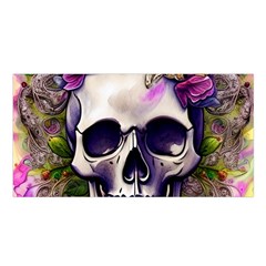 Cute Skulls And Bones Satin Shawl 45  X 80  by GardenOfOphir