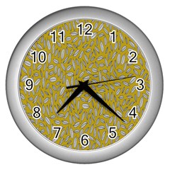 Leaves-014 Wall Clock (silver) by nateshop