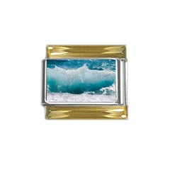 Waves Gold Trim Italian Charm (9mm)